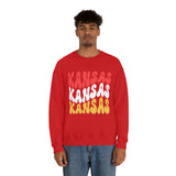 Kansas City Football Red Wave Unisex Heavy Blend Crewneck Sweatshirt! Football Season!