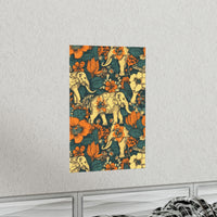 Vintage 70's Floral Elephant Print Premium Matte Vertical Posters!