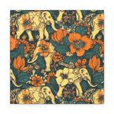 Vintage 70's Inspired Elephant Florals Canvas Gallery Wraps!