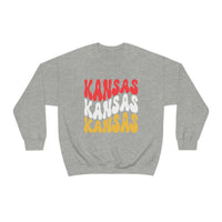 Kansas City Football Red Wave Unisex Heavy Blend Crewneck Sweatshirt! Football Season!