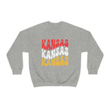 Kansas City Football Red Wave Unisex Heavy Blend Crewneck Sweatshirt! Football Season!