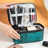 Sparkling Diamond Lattice Travel Makeup Bag - Waterproof, Multi-Function Cosmetic Case