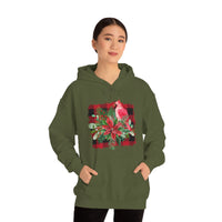 Buffalo Print Cardinal Holiday Unisex Heavy Blend Hooded Sweatshirt! Winter Vibes!