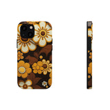 Vintage 70's Floral Chocolate Flowers Tough Phone Cases, Case-Mate!