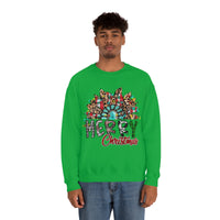 Merry Christmas Sunflower Holiday Unisex Heavy Blend Crewneck Sweatshirt! Winter Vibes!