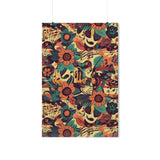 Vintage 70's Inspired Musical Notes Florals Premium Matte Vertical Posters!