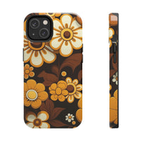 Vintage 70's Floral Chocolate Flowers Tough Phone Cases, Case-Mate!