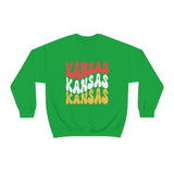 Kansas City Football Red Wave Unisex Heavy Blend Crewneck Sweatshirt! Football Season!