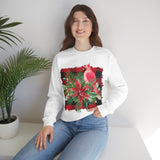 Red Cardinal Buffalo Print Holiday Unisex Heavy Blend Crewneck Sweatshirt! Winter Vibes!