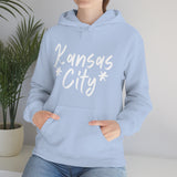 Kansas City Football White Logo Unisex Heavy Blend Hooded Sweatshirt! Football Season!