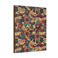 Vintage 70's Inspired Musical Notes Floral Canvas Gallery Wraps!