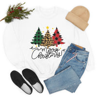 Merry Christmas Leopard Print Tree Unisex Heavy Blend Crewneck Sweatshirt! Winter Vibes!