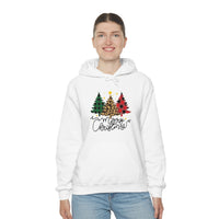 Merry Christmas Leopard Print Unisex Heavy Blend Hooded Sweatshirt! Winter Vibes!