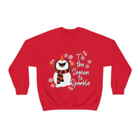 Tis The Season To Sparkle Snowman Unisex Heavy Blend Crewneck Sweatshirt! Winter Vibes!