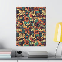 Vintage 70's Inspired Musical Notes Floral Canvas Gallery Wraps!