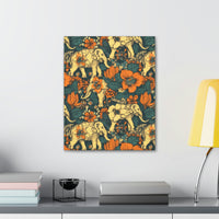 Vintage 70's Inspired Elephant Florals Canvas Gallery Wraps!