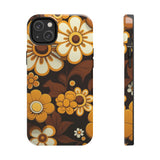 Vintage 70's Floral Chocolate Flowers Tough Phone Cases, Case-Mate!