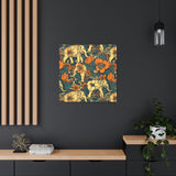 Vintage 70's Inspired Elephant Florals Canvas Gallery Wraps!