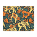 Vintage 70's Inspired Elephant Florals Canvas Gallery Wraps!