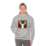 Paint Striped Deer Head Holiday Unisex Heavy Blend Hooded Sweatshirt! Winter Vibes!