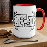Freckled Fox Company Brand Logo 2023 Two-Tone Coffee Mugs, 15oz! Merch! Spring Vibes!