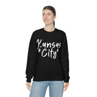 Kansas City Football White Logo Unisex Heavy Blend Crewneck Sweatshirt! Football Season!