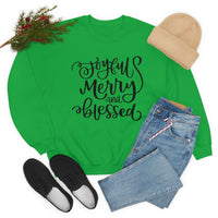 Joyful Merry Blessed Holiday Unisex Heavy Blend Crewneck Sweatshirt! Winter Vibes!