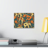 Vintage 70's Inspired Elephant Florals Canvas Gallery Wraps!