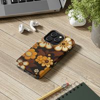 Vintage 70's Floral Chocolate Flowers Tough Phone Cases, Case-Mate!