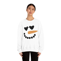 Snowman Heart Eyes Unisex Heavy Blend Crewneck Sweatshirt! Winter Vibes!