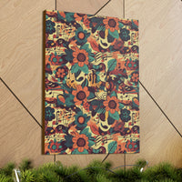 Vintage 70's Inspired Musical Notes Floral Canvas Gallery Wraps!