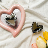 Luxurious Silver Heart Mirror Finger Grip for Smartphones