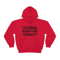 Christmas Begins With Christ Unisex Heavy Blend Hooded Sweatshirt! Winter Vibes!