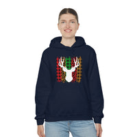 Paint Striped Deer Head Holiday Unisex Heavy Blend Hooded Sweatshirt! Winter Vibes!