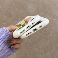 Colorful Embroidery Flower Winter Phone Case for iPhone Series – Soft, Warm & Shockproof