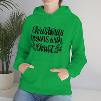 Christmas Begins With Christ Unisex Heavy Blend Hooded Sweatshirt! Winter Vibes!