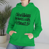 Christmas Begins With Christ Unisex Heavy Blend Hooded Sweatshirt! Winter Vibes!