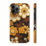 Vintage 70's Floral Chocolate Flowers Tough Phone Cases, Case-Mate!