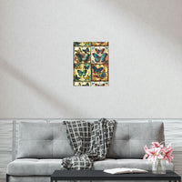 Vintage 70's Inspired Quilt Patterned Butterflies Premium Matte Vertical Posters!