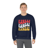 Kansas City Football Red Wave Unisex Heavy Blend Crewneck Sweatshirt! Football Season!