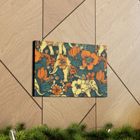 Vintage 70's Inspired Elephant Florals Canvas Gallery Wraps!