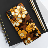 Vintage 70's Floral Chocolate Flowers Tough Phone Cases, Case-Mate!