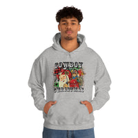 Rustic Cowboy Christmas Holiday Unisex Heavy Blend Hooded Sweatshirt! Winter Vibes!