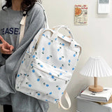 Tulip Print College-Style Backpack for Women