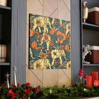 Vintage 70's Inspired Elephant Florals Canvas Gallery Wraps!