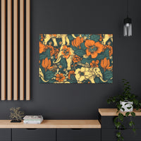 Vintage 70's Inspired Elephant Florals Canvas Gallery Wraps!