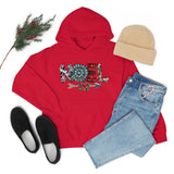 Noel Turquoise and Buffalo Plaid Holiday Unisex Heavy Blend Hooded Sweatshirt! Winter Vibes!