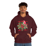 Buffalo Print Cardinal Holiday Unisex Heavy Blend Hooded Sweatshirt! Winter Vibes!