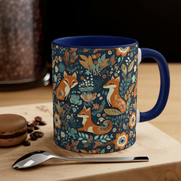 Vintage 70's Floral Foxy Accent Coffee Mug, 11oz!