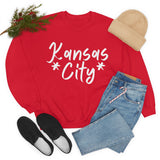 Kansas City Football White Logo Unisex Heavy Blend Crewneck Sweatshirt! Football Season!